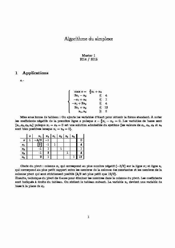 [PDF] Algorithme du simplexe - LISIC