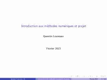 [PDF] Introduction aux méthodes numériques et projet - Montefiore