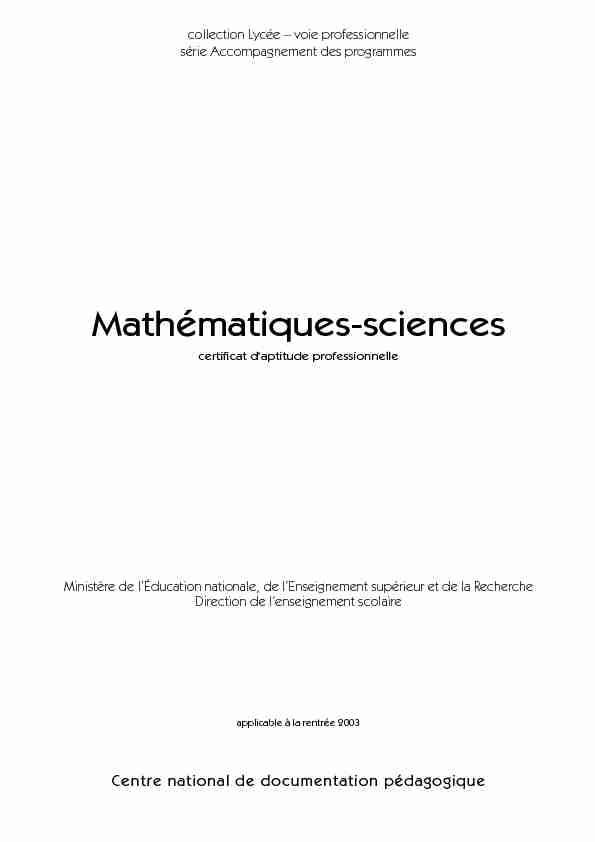Mathématiques-sciences
