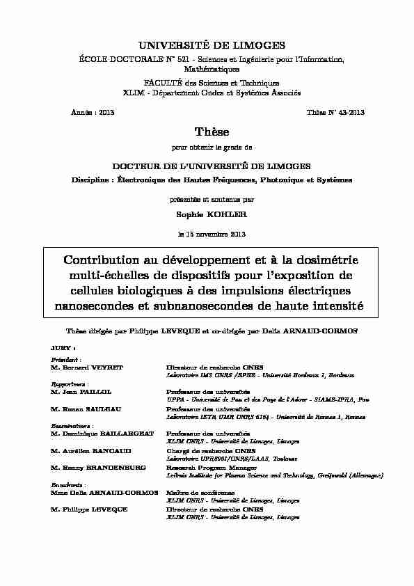 [PDF] Thèse de doctorat - Aurore - Unilim - Université de Limoges