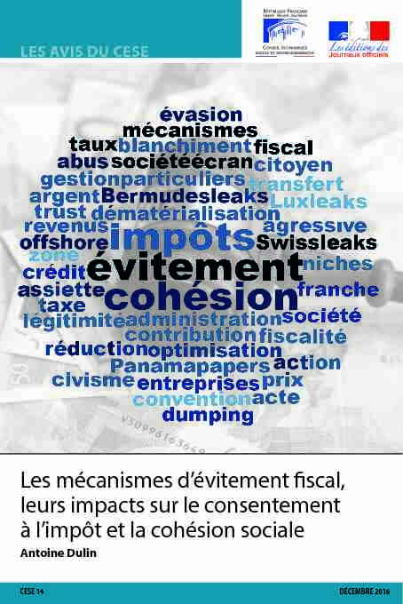 [PDF] Les mécanismes dévitement fiscal, leurs impacts sur le  - CESE