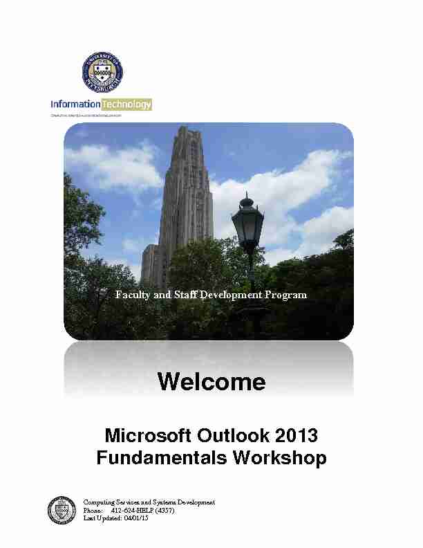 [PDF] Microsoft Outlook 2013 Fundamentals Manual - Pitt IT