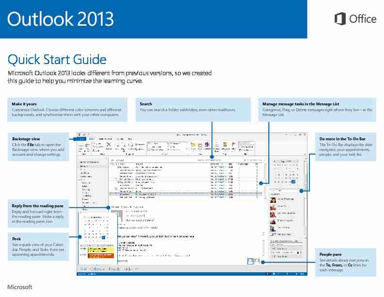 Quick Start Guide - Microsoft Outlook 2013