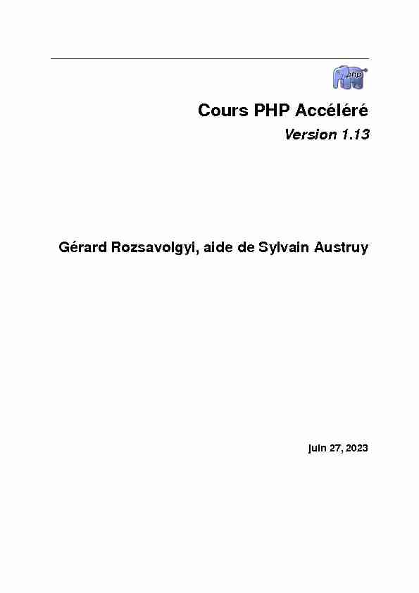 [PDF] Cours PHP Accéléré - Université dOrléans