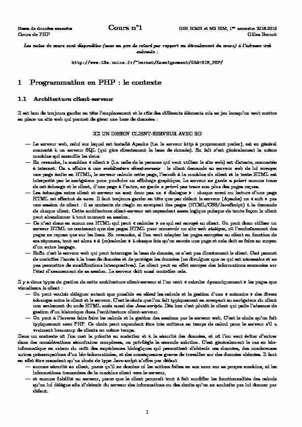 [PDF] Cours n°1 1 Programmation en PHP : le contexte