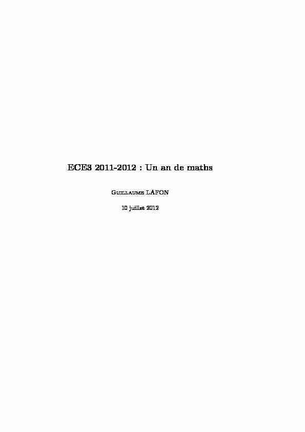 ECE3 2011-2012 : Un an de maths