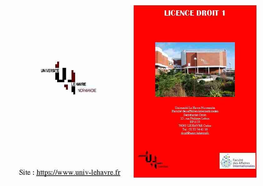 [PDF] LICENCE DROIT 1 - Université Le Havre Normandie