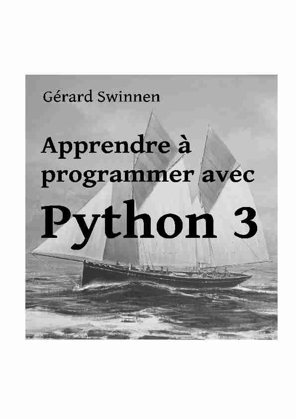 [PDF] Apprendre à programmer avec Python 3, Gérard Swinnen
