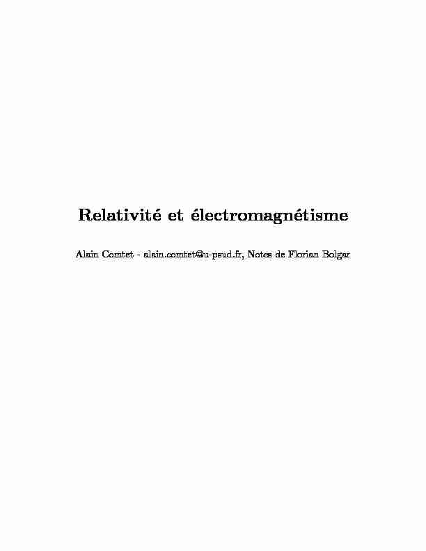 Relativité et électromagnétisme