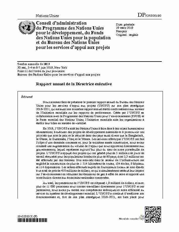 [PDF] Conseil dadministration du Programme des Nations Unies  - UNOPS
