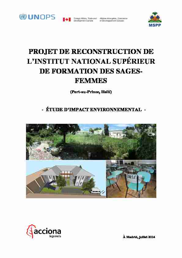 PROJET DE RECONSTRUCTION DE LINSTITUT NATIONAL
