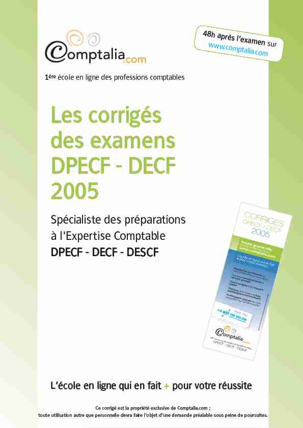 Les corrigés des examens DPECF - DECF 2005