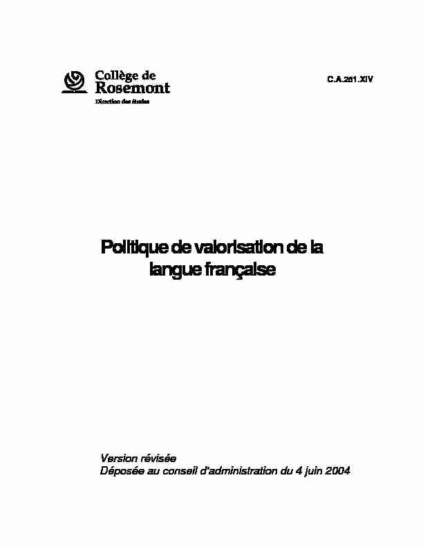 Politique de valorisation de la langue française