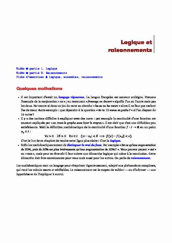 [PDF] Logique et raisonnements - Exo7 - Cours de mathématiques