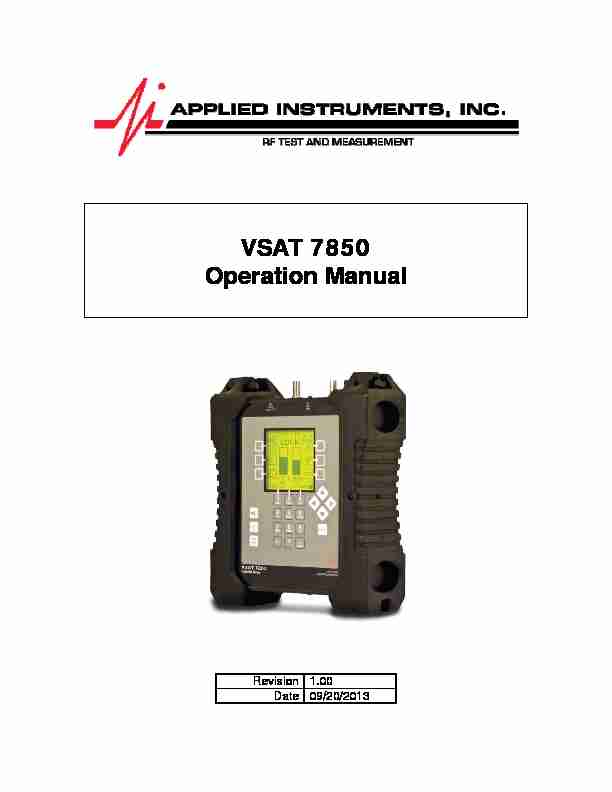 VSAT 7850 Operation Manual DRAFT V100 - Applied Instruments