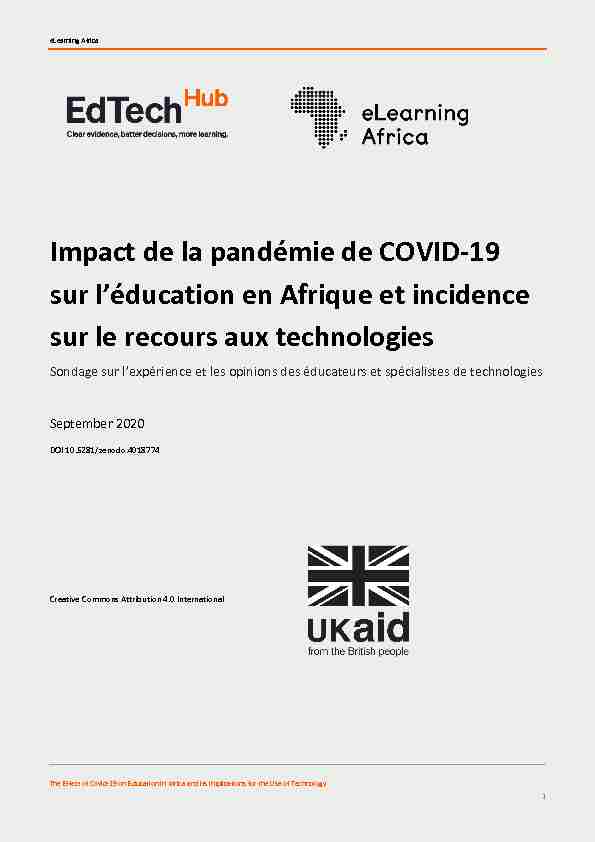 Impact de la pandémie de COVID-19 sur léducation en Afrique et