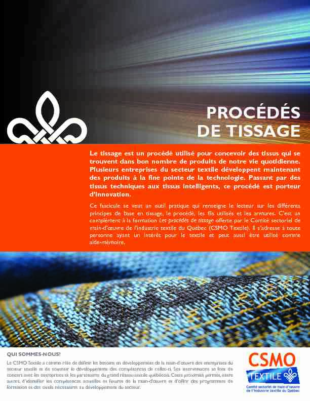 [PDF] PROCÉDÉS DE TISSAGE - Cours de Technologie