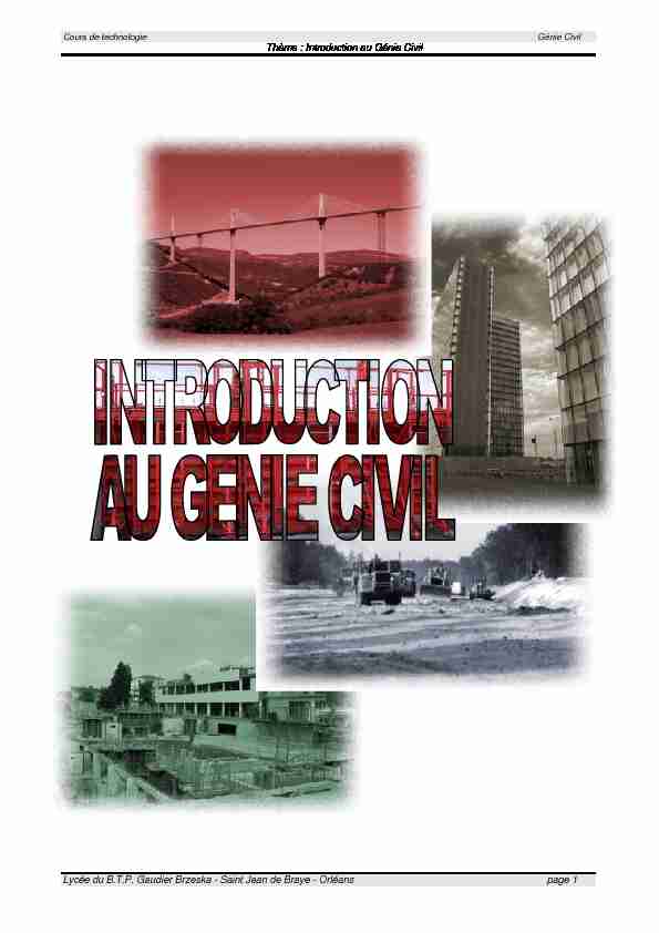 Thème : Introduction au Génie Civil Lycée du B.T.P. Gaudier