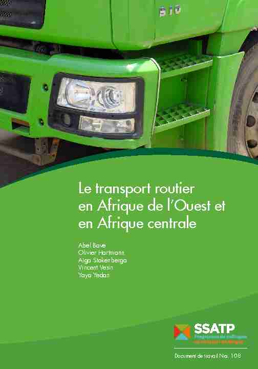 Le transport routier en Afrique de l’Ouest et en  - SSATP