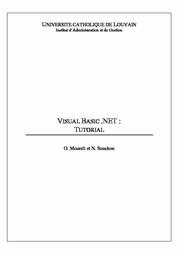 VISUAL BASIC .NET : TUTORIAL