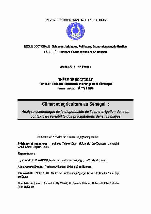 Climat et agriculture au Sénégal
