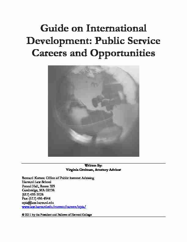 Guide on International Development: Public Service Careers and