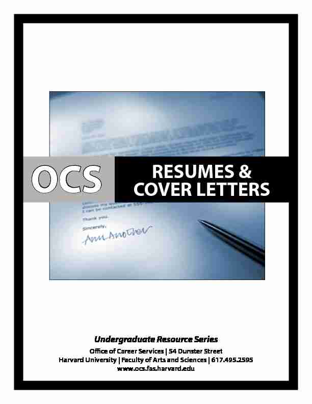 OCS COVER LETTERS RESUMES - Kirkland House