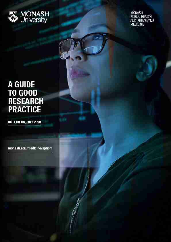 A GUIDE TO GOOD RESEARCH PRACTICE - Monash University