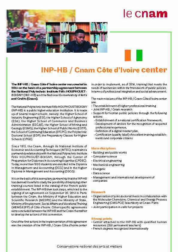 INP-HB / Cnam Côte dIvoire center