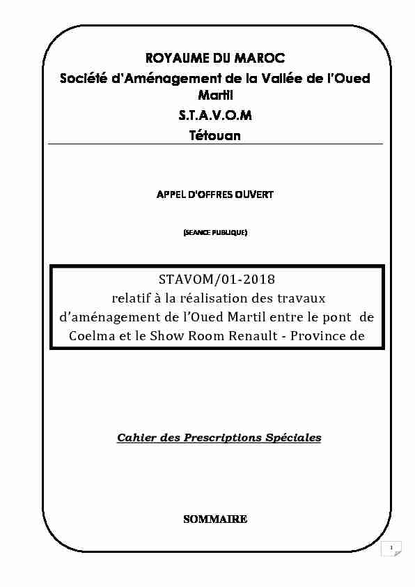 STAVOM/01-2018 relatif à la réalisation des travaux d