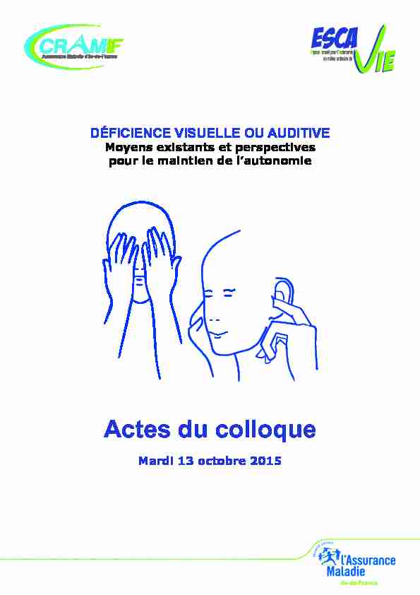 13 octobre 2015 - Colloque Déficience visuelle ou auditive - CRAMIF