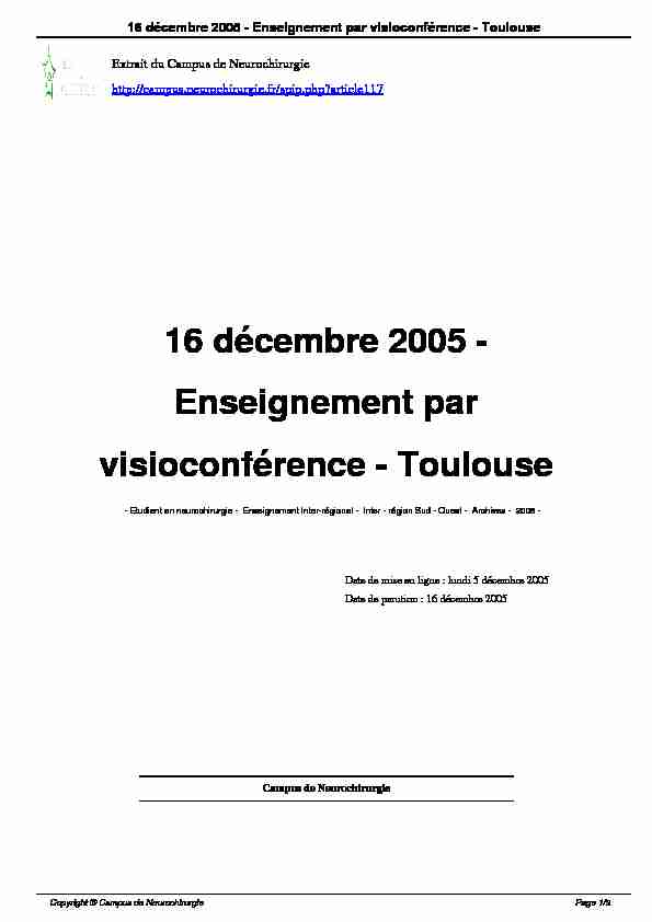 16 décembre 2005 - Enseignement par visioconférence - Toulouse