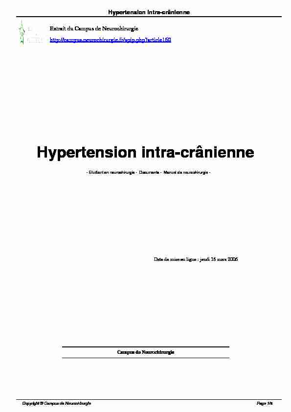 Hypertension intra-crânienne