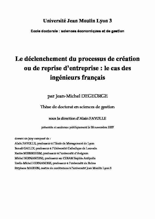 [PDF] Le déclenchement du processus de création ou de reprise dentreprise