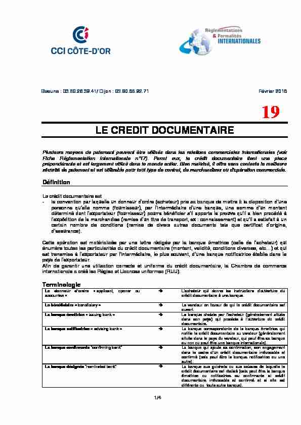 LE CREDIT DOCUMENTAIRE