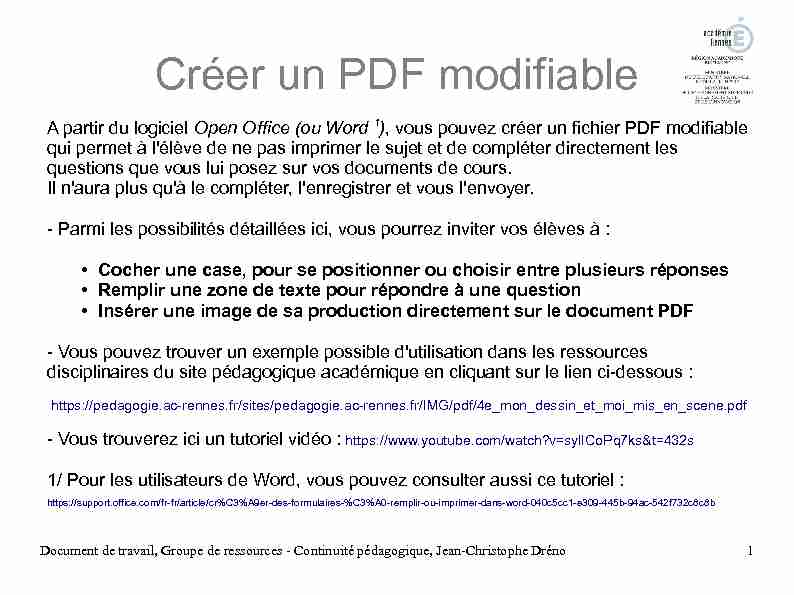 Créer un PDF modifiable
