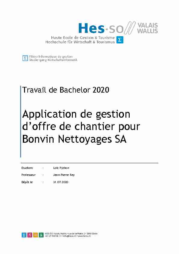 Application de gestion doffre de chantier pour Bonvin Nettoyages SA