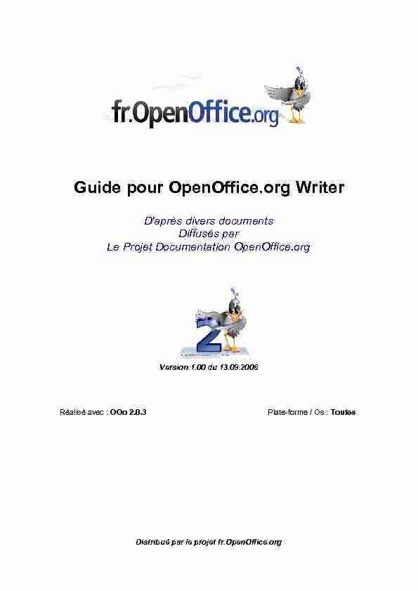 Guide pour OpenOffice.org Writer