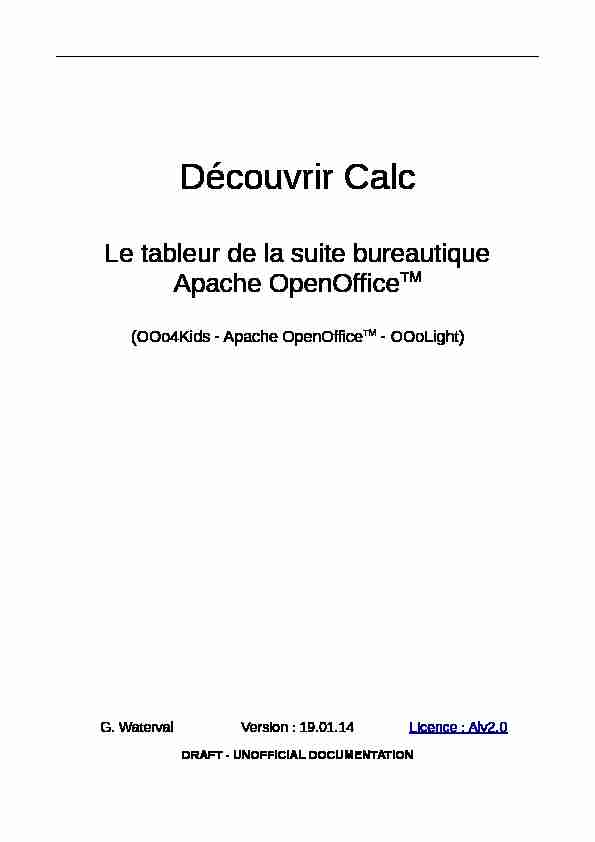 Découvrir Calc - OpenOfficeorg