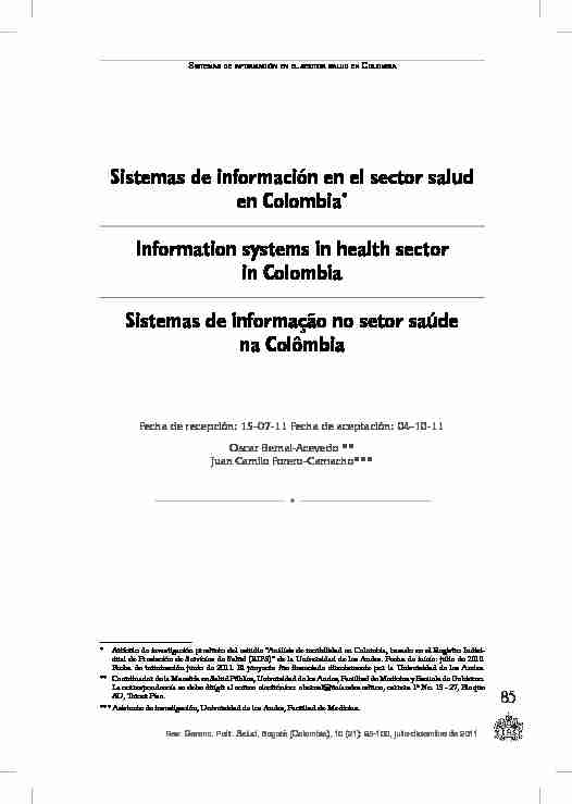 Sistemas de información en el sector salud en Colombia