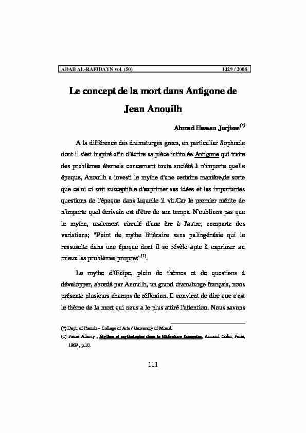[PDF] Le concept de la mort dans Antigone de Jean Anouilh