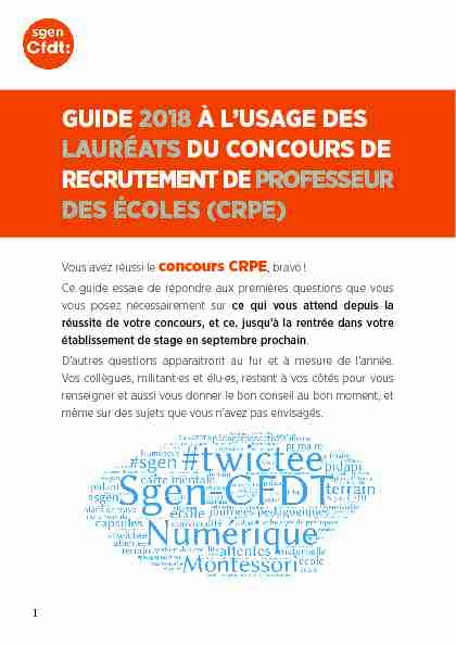 Guide 2018 à lusage des lauréats du concours de recrutement de