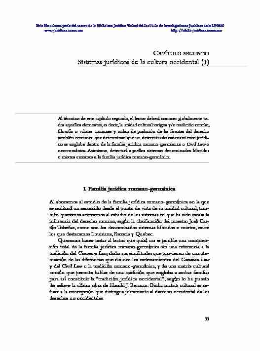 [PDF] Capítulo segundo Sistemas jurídicos de la cultura occidental (I)