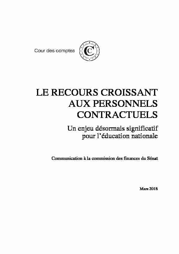 LE RECOURS CROISSANT AUX PERSONNELS CONTRACTUELS