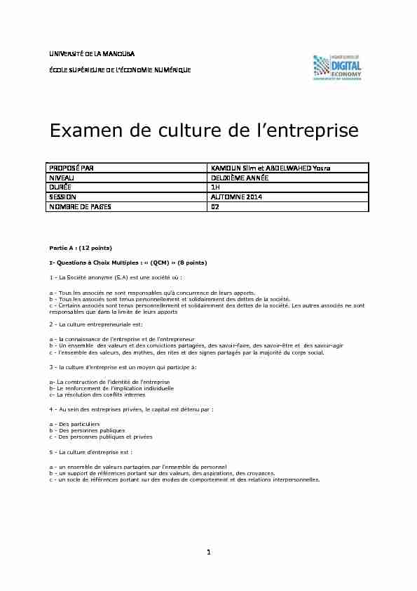Examen de culture de l’entreprise - ESEN