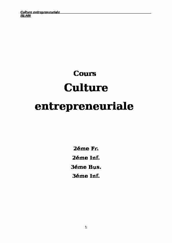 Culture entrepreneuriale