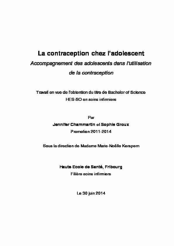[PDF] La contraception chez ladolescent - CORE