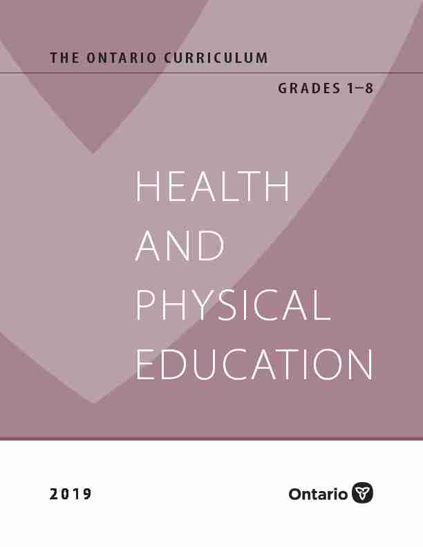 The Ontario Curriculum Grades 1-8: Health and Physical Education