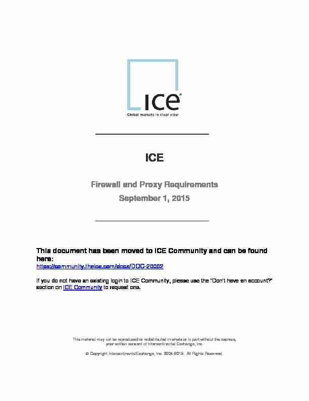ICE - Firewall and Proxy Requirements September 1 2015