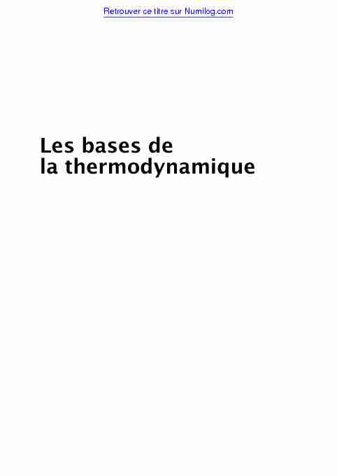 Les bases de la thermodynamique Cours et exercices corriges